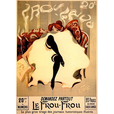 Le Frou Frou Gold Ornate Wood Framed Art Print with Double Matting by Vintage Apple Collection