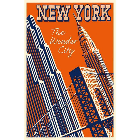 NY the Wonder City White Modern Wood Framed Art Print by Vintage Apple Collection