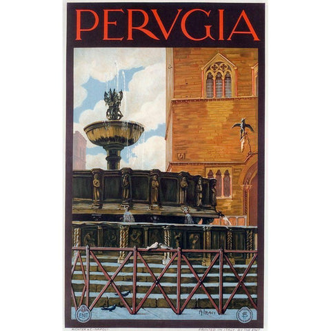 Perugia Black Modern Wood Framed Art Print by Vintage Apple Collection