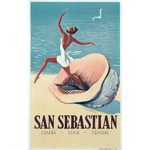 San Sebastian Black Modern Wood Framed Art Print by Vintage Apple Collection