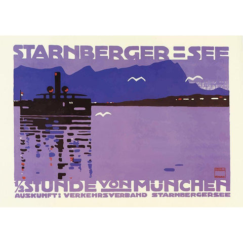 Starnberger See Black Modern Wood Framed Art Print with Double Matting by Vintage Apple Collection