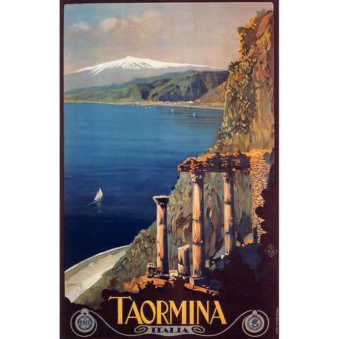 Taormina Gold Ornate Wood Framed Art Print with Double Matting by Vintage Apple Collection