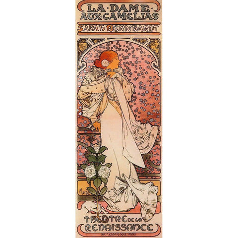 Mucha Bernhardt White Modern Wood Framed Art Print by Vintage Apple Collection