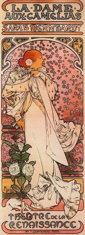 Mucha Bernhardt Black Ornate Wood Framed Art Print with Double Matting by Vintage Apple Collection