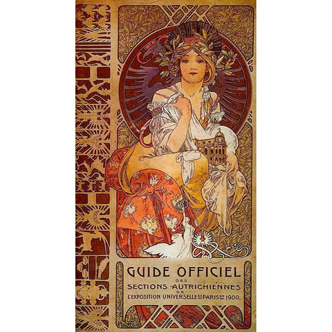 Mucha Guide Officiel White Modern Wood Framed Art Print by Vintage Apple Collection