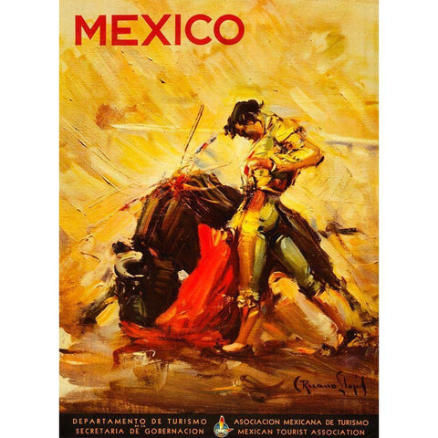 Turismo Mexico II Gold Ornate Wood Framed Art Print with Double Matting by Vintage Apple Collection