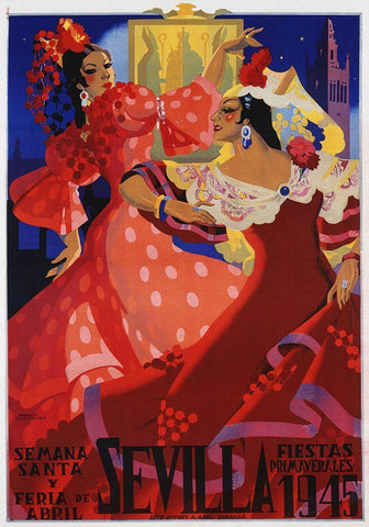 Sevilla  White Modern Wood Framed Art Print with Double Matting by Vintage Apple Collection