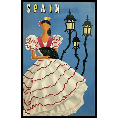 Spain lamps Black Modern Wood Framed Art Print with Double Matting by Vintage Apple Collection