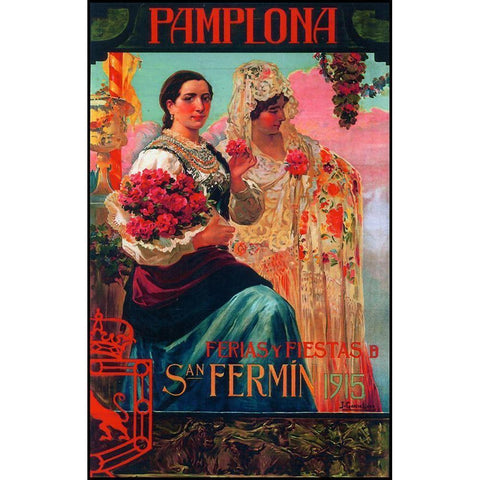 Pamplona VI Gold Ornate Wood Framed Art Print with Double Matting by Vintage Apple Collection