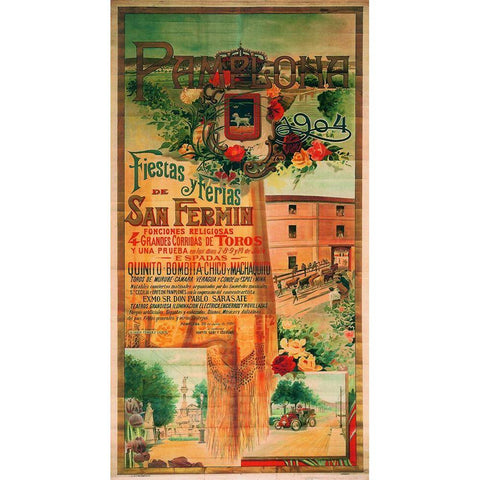 Pamplona IX Black Modern Wood Framed Art Print with Double Matting by Vintage Apple Collection