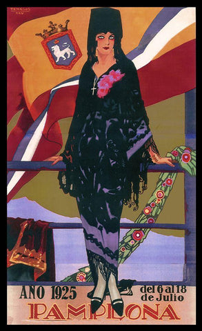 Pamplona X White Modern Wood Framed Art Print with Double Matting by Vintage Apple Collection