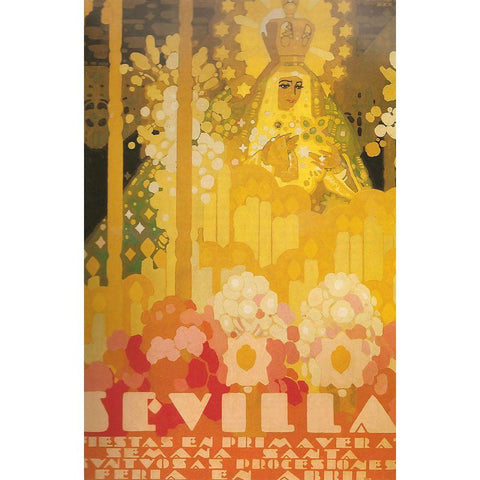 Sevilla Amarillo Gold Ornate Wood Framed Art Print with Double Matting by Vintage Apple Collection