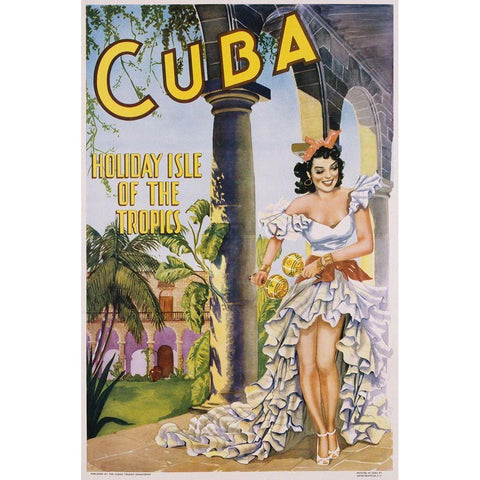 Cuba White Modern Wood Framed Art Print by Vintage Apple Collection