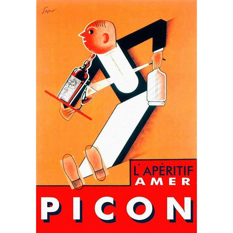 Amer Picon Black Modern Wood Framed Art Print with Double Matting by Vintage Apple Collection