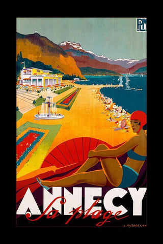 Annecy White Modern Wood Framed Art Print with Double Matting by Vintage Apple Collection