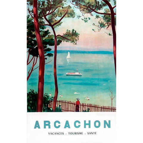 Arachon France White Modern Wood Framed Art Print by Vintage Apple Collection