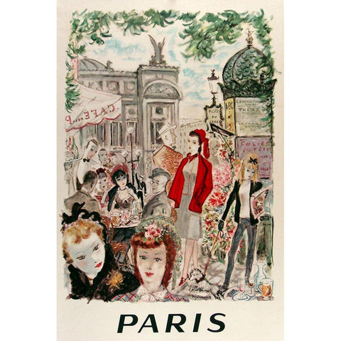 Beautiful Paris Gold Ornate Wood Framed Art Print with Double Matting by Vintage Apple Collection