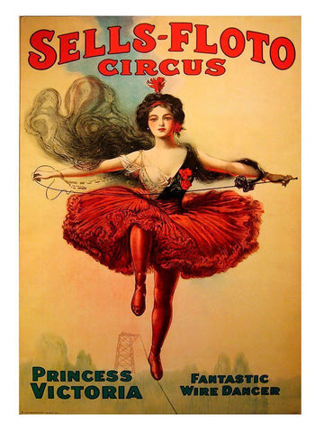 Sells-Floto Circus Black Ornate Wood Framed Art Print with Double Matting by Vintage Apple Collection