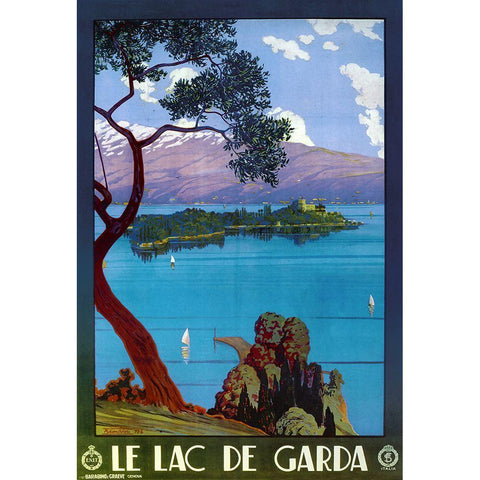 Le Garda Black Modern Wood Framed Art Print with Double Matting by Vintage Apple Collection