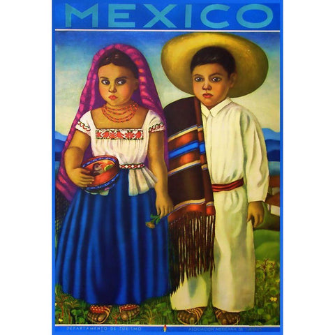 Botero Mexico Black Modern Wood Framed Art Print with Double Matting by Vintage Apple Collection