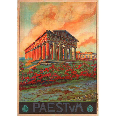 Italy Paestum White Modern Wood Framed Art Print by Vintage Apple Collection