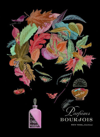 Parfums Bourjois Black Ornate Wood Framed Art Print with Double Matting by Vintage Apple Collection