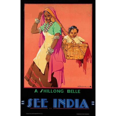 Travel India Black Modern Wood Framed Art Print with Double Matting by Vintage Apple Collection