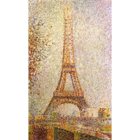 Eiffel Tower by Seurat Black Modern Wood Framed Art Print with Double Matting by Vintage Apple Collection