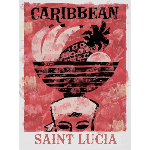 Saint Lucia Black Modern Wood Framed Art Print by Vintage Apple Collection