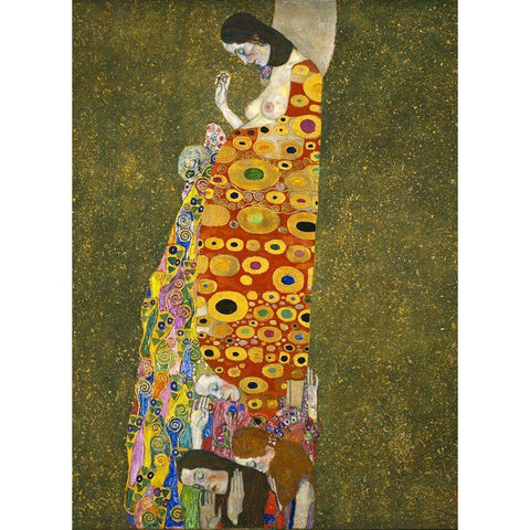 Klimt-Hope Black Modern Wood Framed Art Print with Double Matting by Vintage Apple Collection