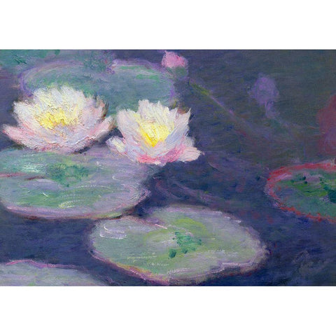 Monet-Crop Water Lilies Black Modern Wood Framed Art Print with Double Matting by Vintage Apple Collection