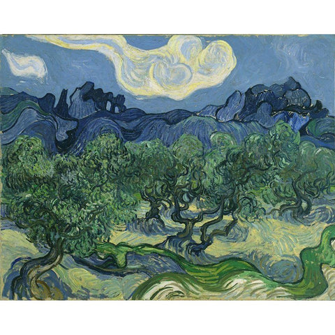 Van Gogh-Olive Trees Black Modern Wood Framed Art Print by Vintage Apple Collection