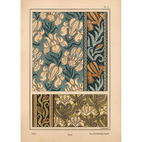 Plate 03 - Iris Gold Ornate Wood Framed Art Print with Double Matting by Vintage Apple Collection