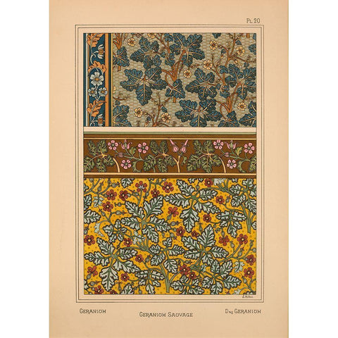 Plate 20 - Geranium Gold Ornate Wood Framed Art Print with Double Matting by Vintage Apple Collection