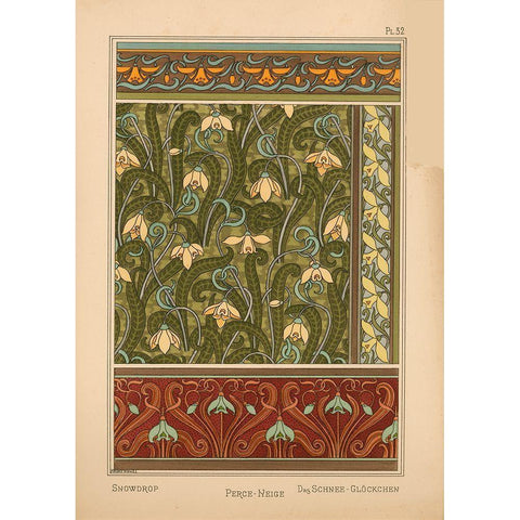 Plate 32 - Snowdrop Gold Ornate Wood Framed Art Print with Double Matting by Vintage Apple Collection