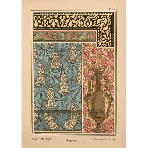 Plate 54 - Chestnut-tree Gold Ornate Wood Framed Art Print with Double Matting by Vintage Apple Collection