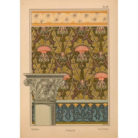 Plate 59 - Thistle Gold Ornate Wood Framed Art Print with Double Matting by Vintage Apple Collection