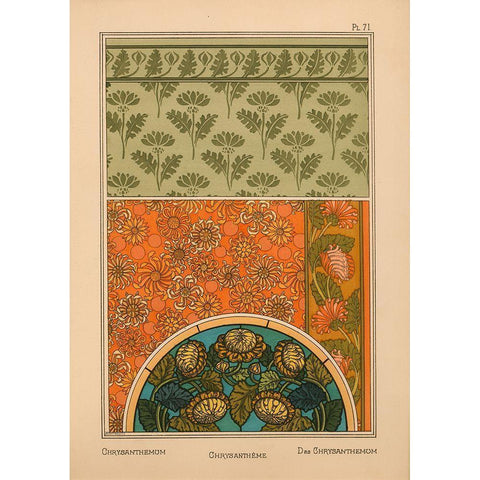 Plate 71 - Chrysanthemum Black Modern Wood Framed Art Print by Vintage Apple Collection