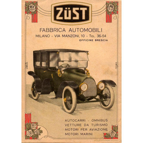 Zust Automobile White Modern Wood Framed Art Print by Vintage Apple Collection