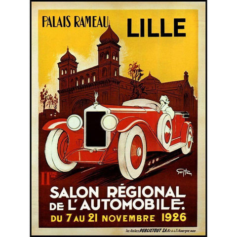 Lille Salon 1926 Black Modern Wood Framed Art Print with Double Matting by Vintage Apple Collection