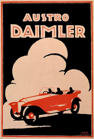 Daimler White Modern Wood Framed Art Print with Double Matting by Vintage Apple Collection