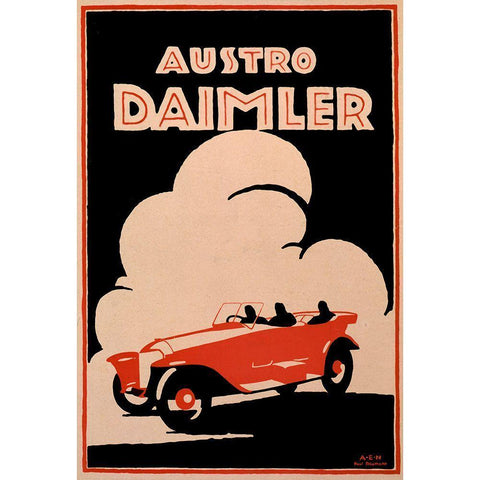 Daimler Black Modern Wood Framed Art Print with Double Matting by Vintage Apple Collection