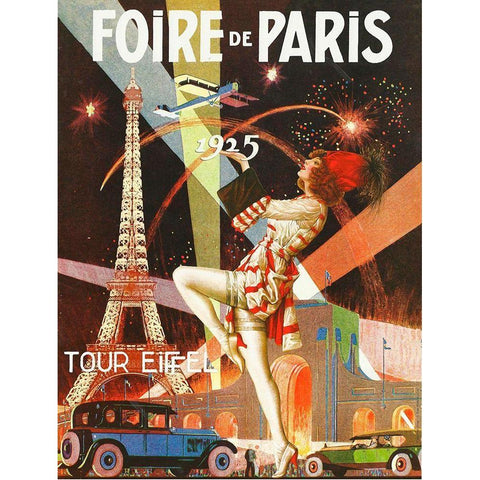 Foire de Paris White Modern Wood Framed Art Print by Vintage Apple Collection