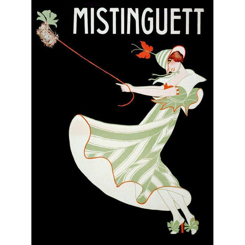 Mistinguett I Gold Ornate Wood Framed Art Print with Double Matting by Vintage Apple Collection