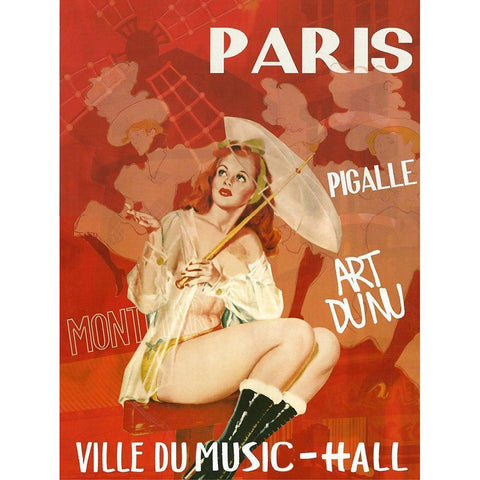 Paris Music Hall Gold Ornate Wood Framed Art Print with Double Matting by Vintage Apple Collection