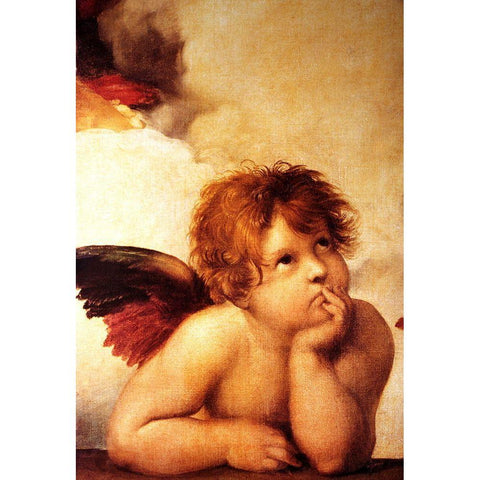 Classic Cherub Two White Modern Wood Framed Art Print by Vintage Apple Collection