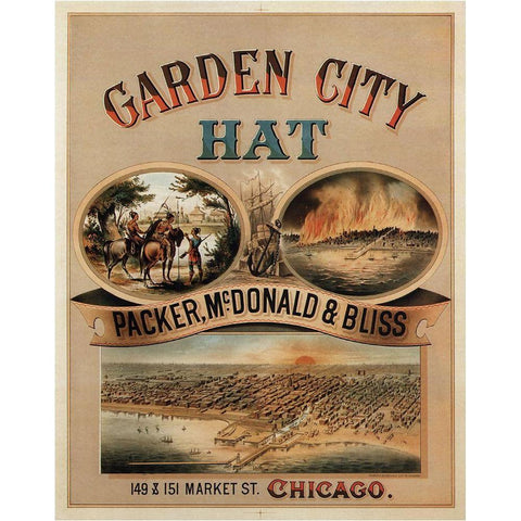 1878 Garden City Hat Gold Ornate Wood Framed Art Print with Double Matting by Vintage Apple Collection