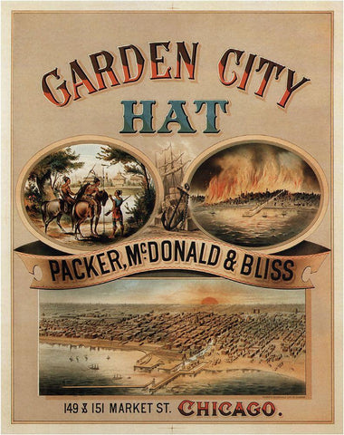 1878 Garden City Hat Black Ornate Wood Framed Art Print with Double Matting by Vintage Apple Collection