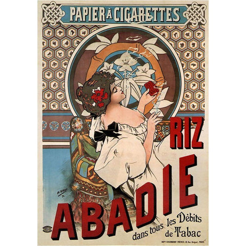 Abadie Cigs 1828 France Black Modern Wood Framed Art Print with Double Matting by Vintage Apple Collection