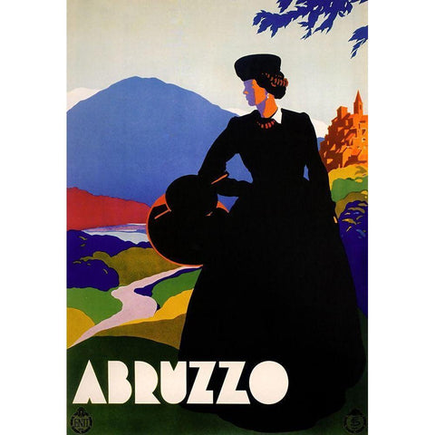 Abruzzo-Blackdress White Modern Wood Framed Art Print by Vintage Apple Collection